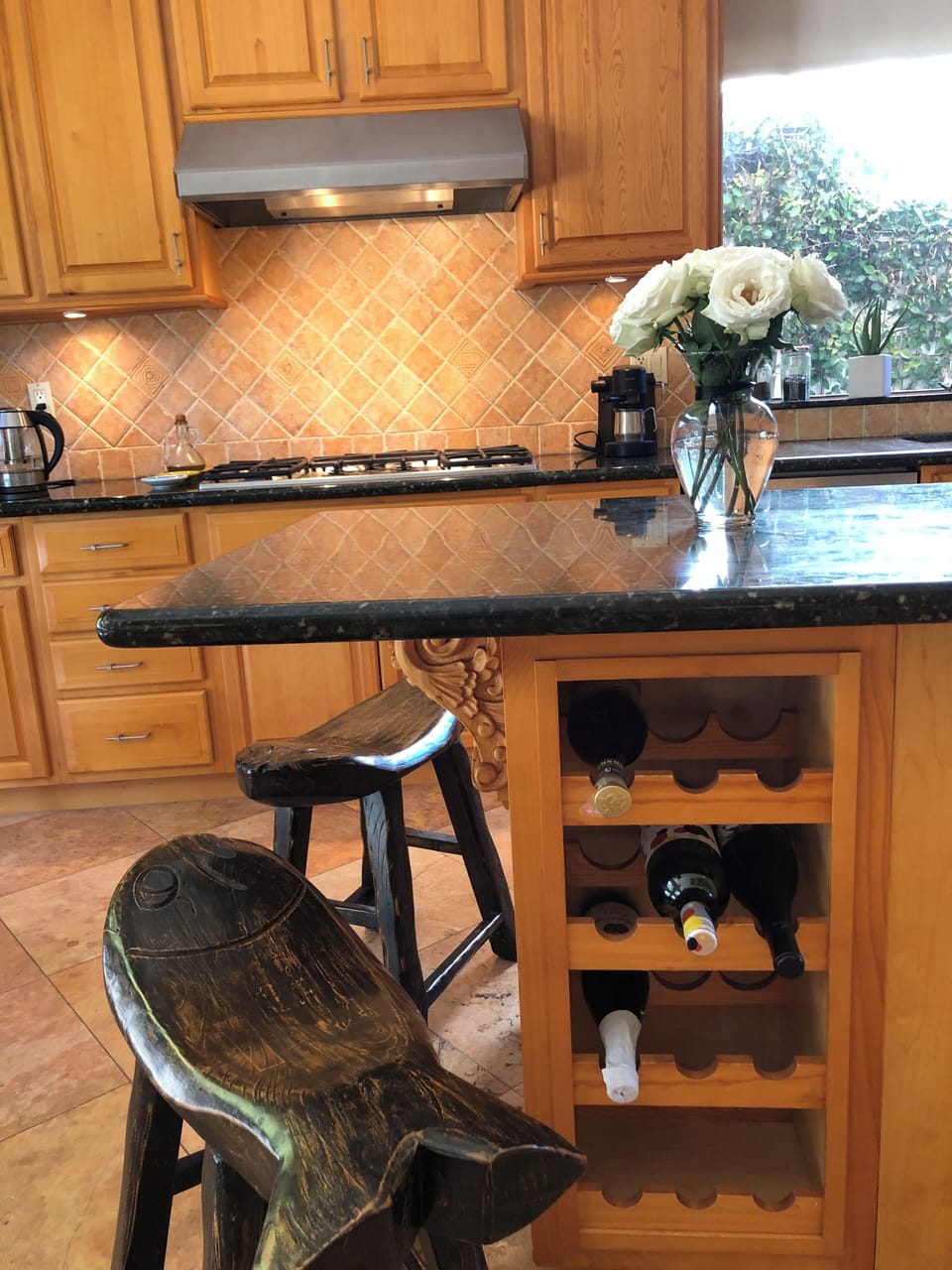 Wine rack under the center island