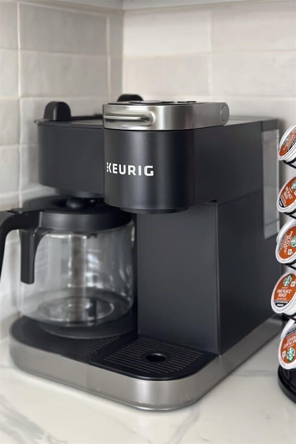 Well-equipped kitchen setup with everything you need to make coffee or prepare a tasty home-cooked meal.