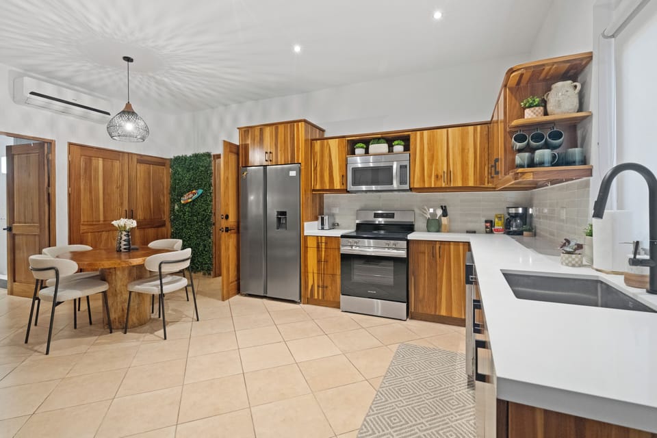 The large, open-concept kitchen has all the amenities of home.