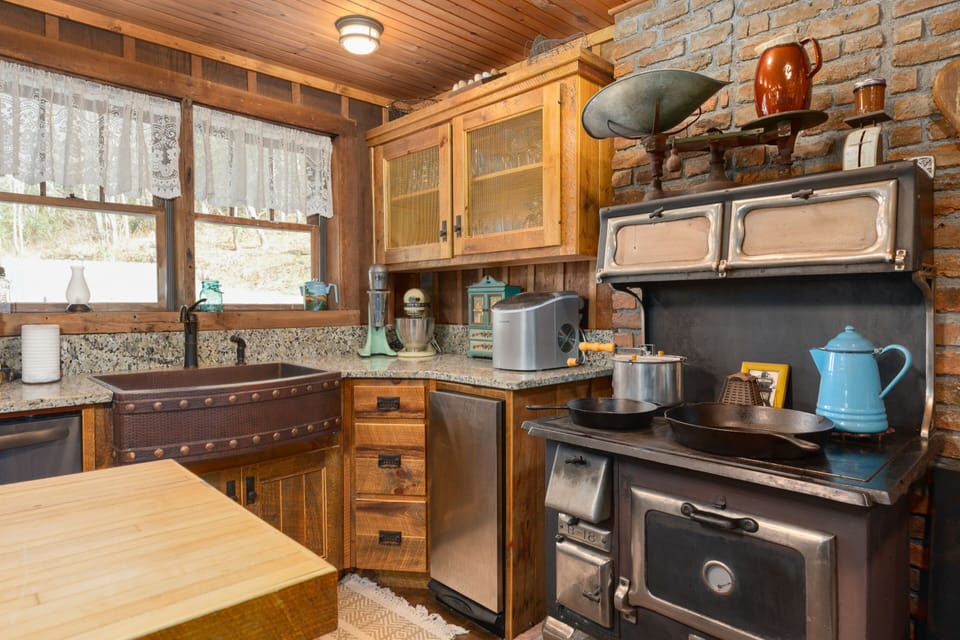 Self serve kitchen with refrigerator for guests and coffee