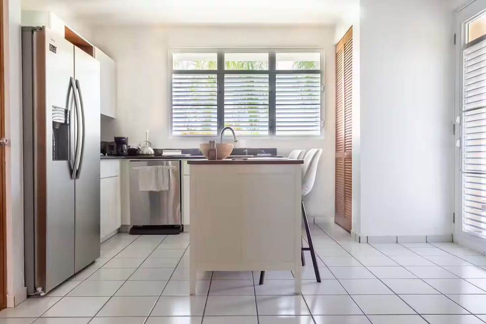 Spacious kitchen with views to the golf course pond