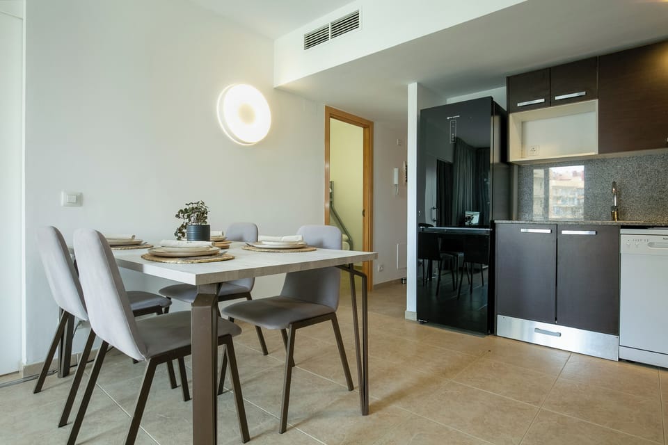 Dining room and kitchen