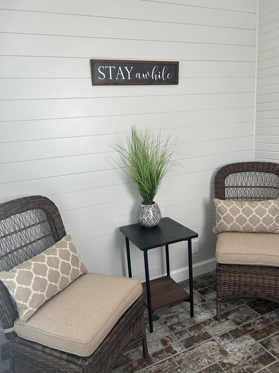 Inside studio entry sitting area