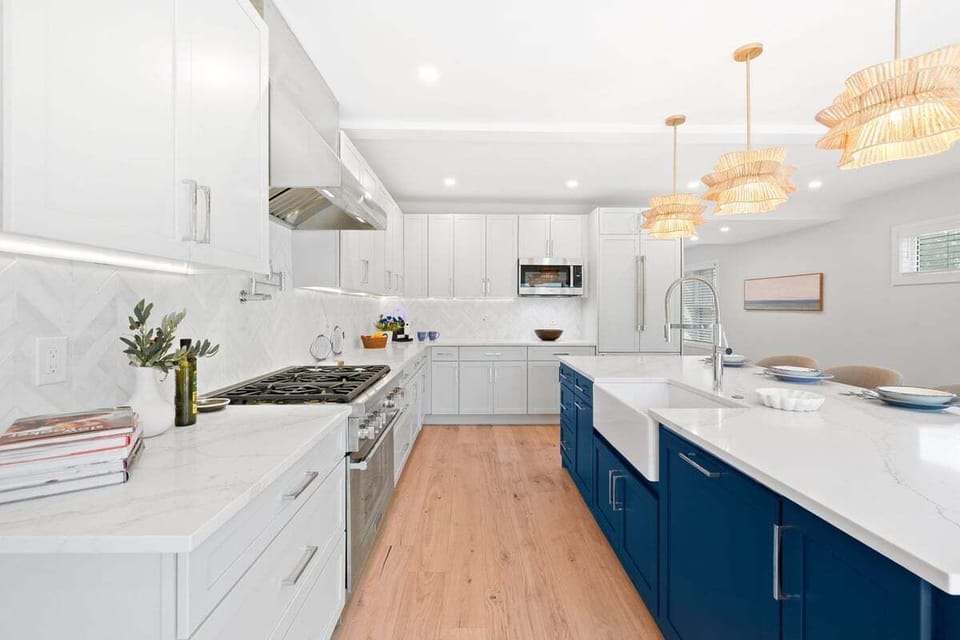 Plenty of space in this large kitchen area.