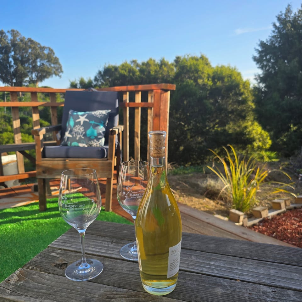 Relax and Enjoy a glass of wine on our large 10×8 deck 