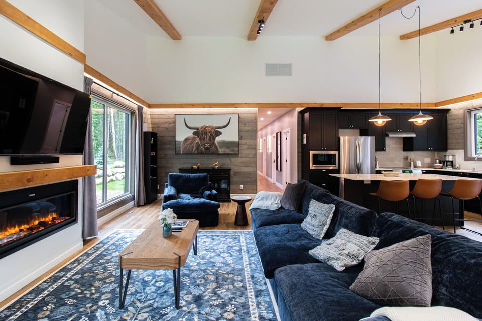 Living room with electric fireplace