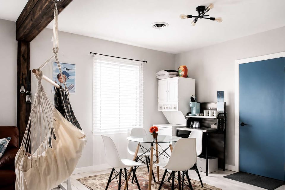 Bright dining space w/ table seating & modern touches for easy meals together
