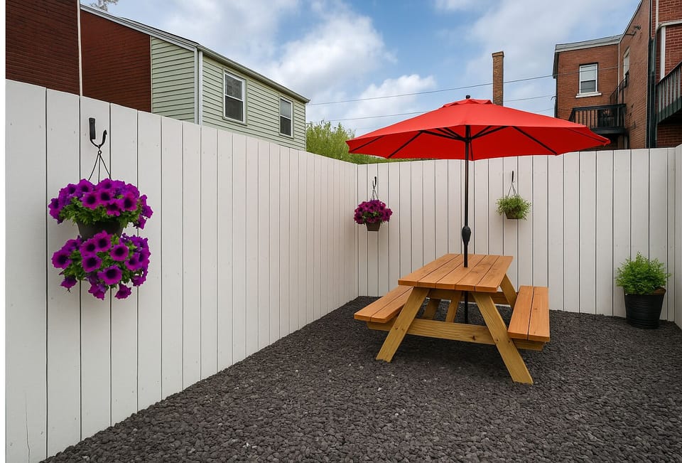 Outdoor dining and a grill to enjoy the weather!