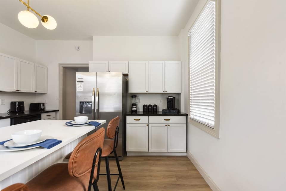 The kitchen is equipped with everything you could want! From a blender to an air fryer, we have thought of everything to make you feel at home
