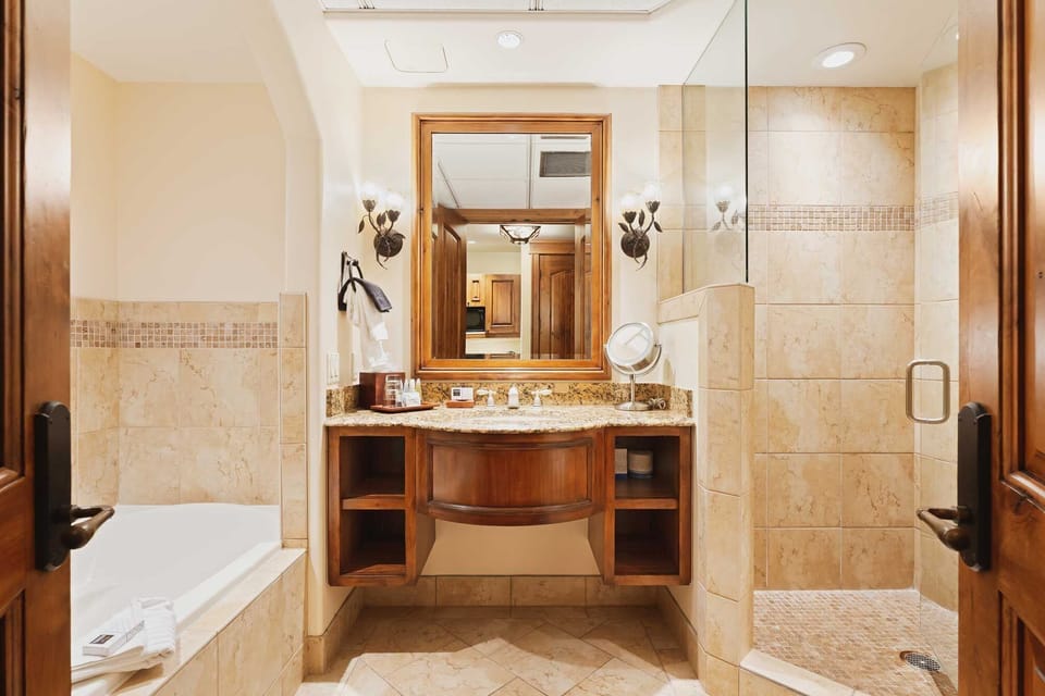 Refresh in a bright, spa-like bath with glass shower.