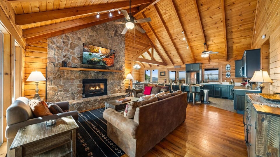 Open-concept living and dining makes for seamless hosting