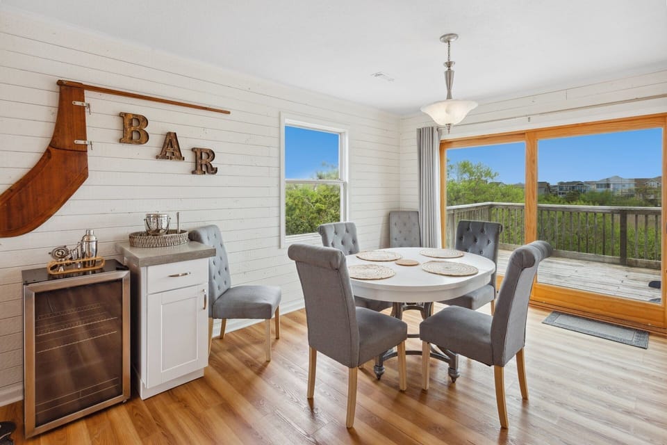 Eat together in the Dining Area with lots of natural lighting.
