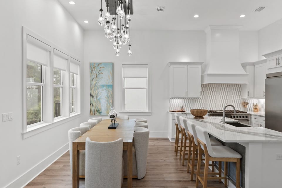 Dining and kitchen areas.
