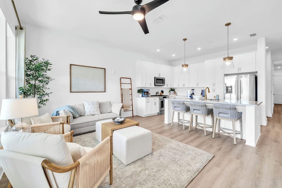 Open Concept Living, Dining, and Kitchen