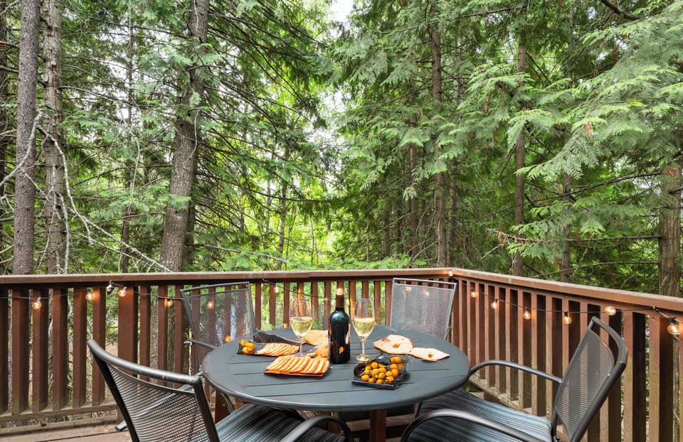 Dining table on the private back patio.