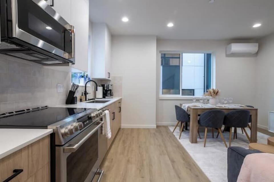 Fully equipped kitchen with quality tools and cookware.