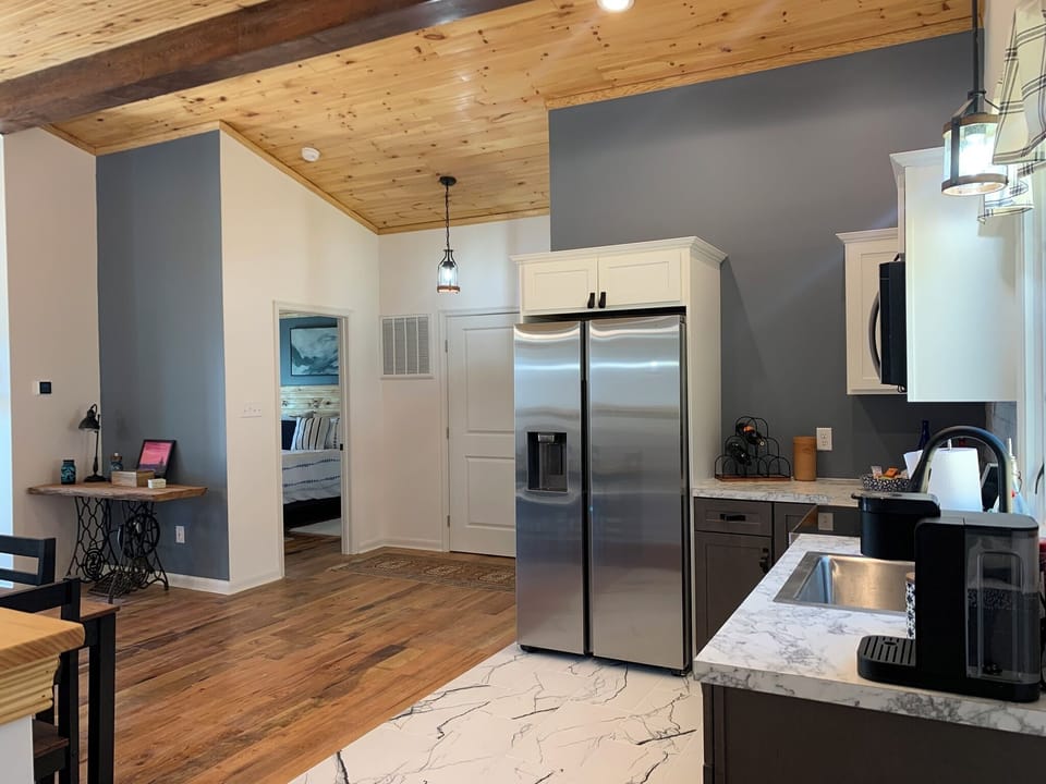 Fully equipped Kitchen corner as you turn from the top stair into The Suite.