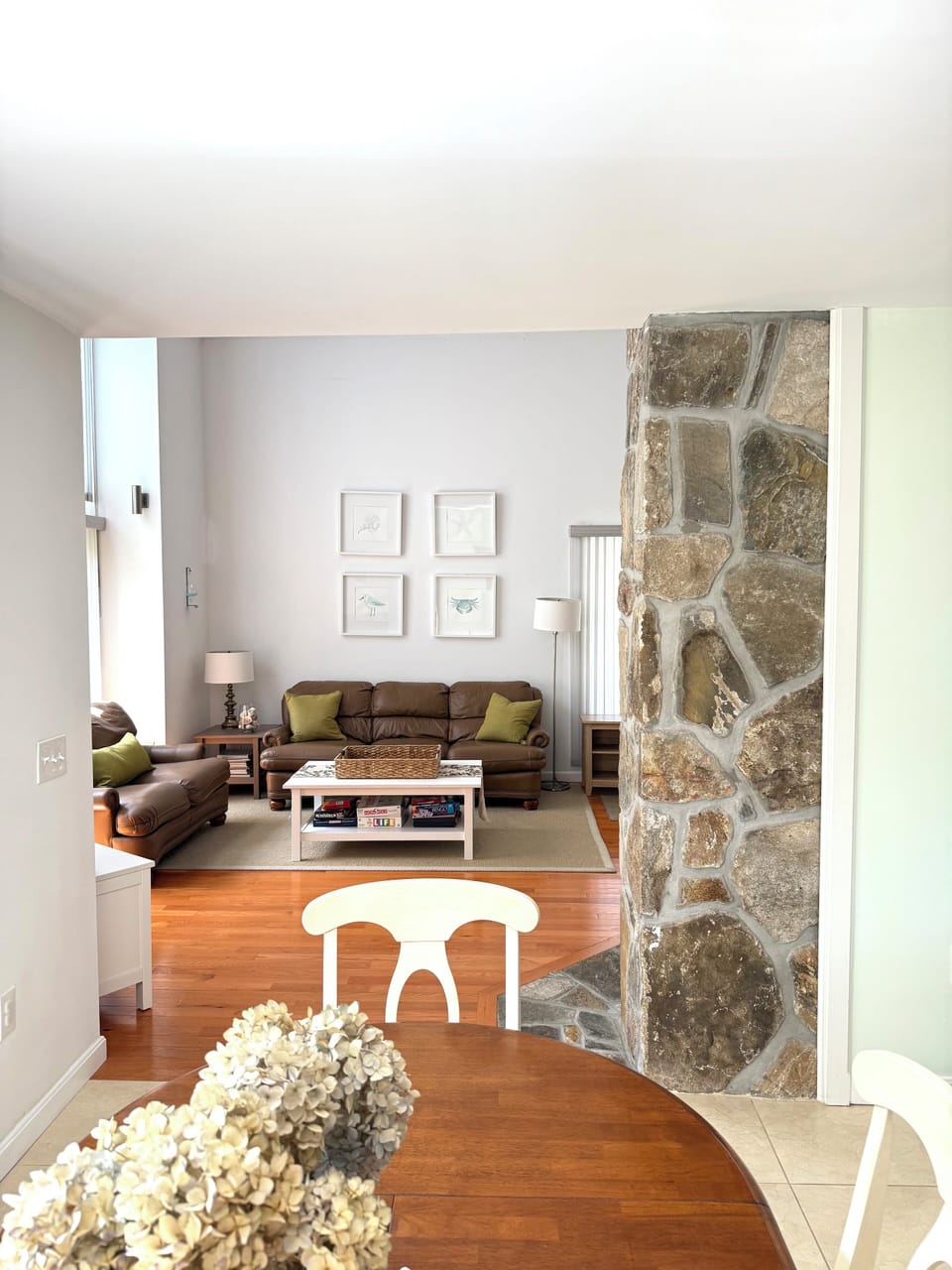 family room open to kitchen