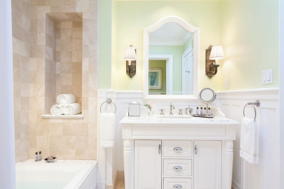 Soak and reset with fluffy towels and serene, polished details.