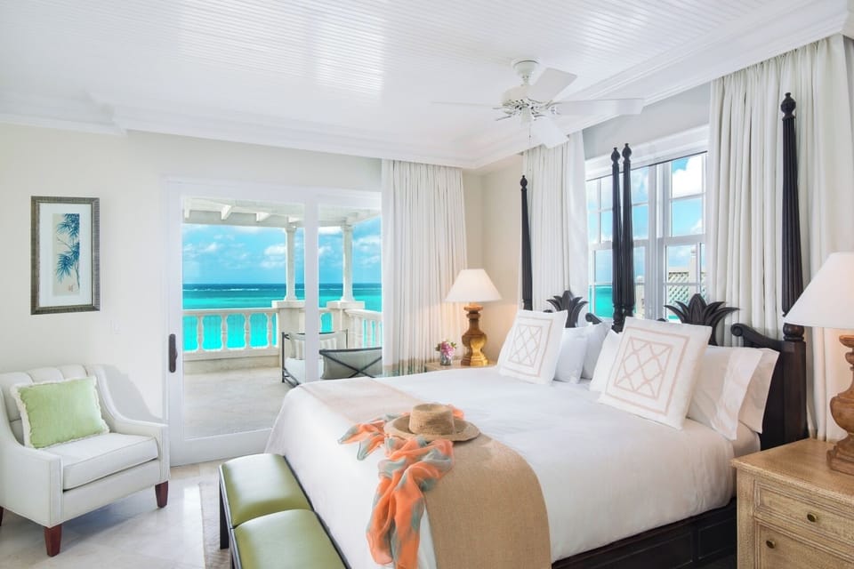 Breathe in ocean views from bed and the private terrace.