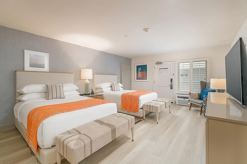 Settle in comfortably with two plush beds and bright space