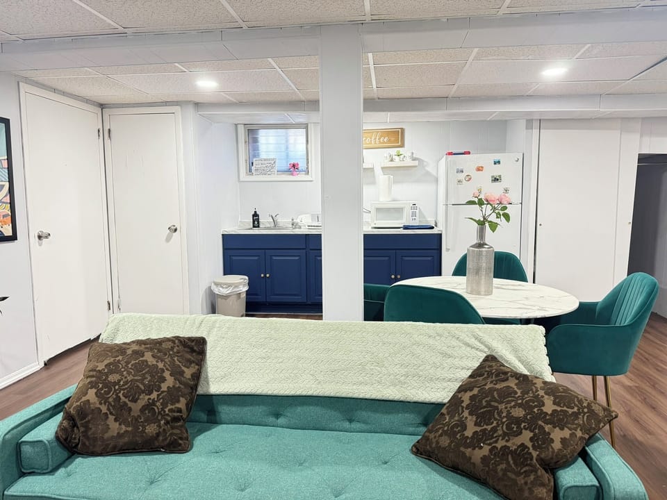 Modern living area with comfy seating