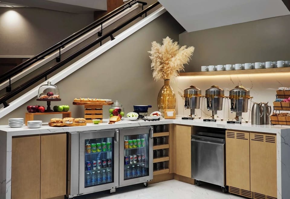 Start the day with breakfast bites and fresh coffee.