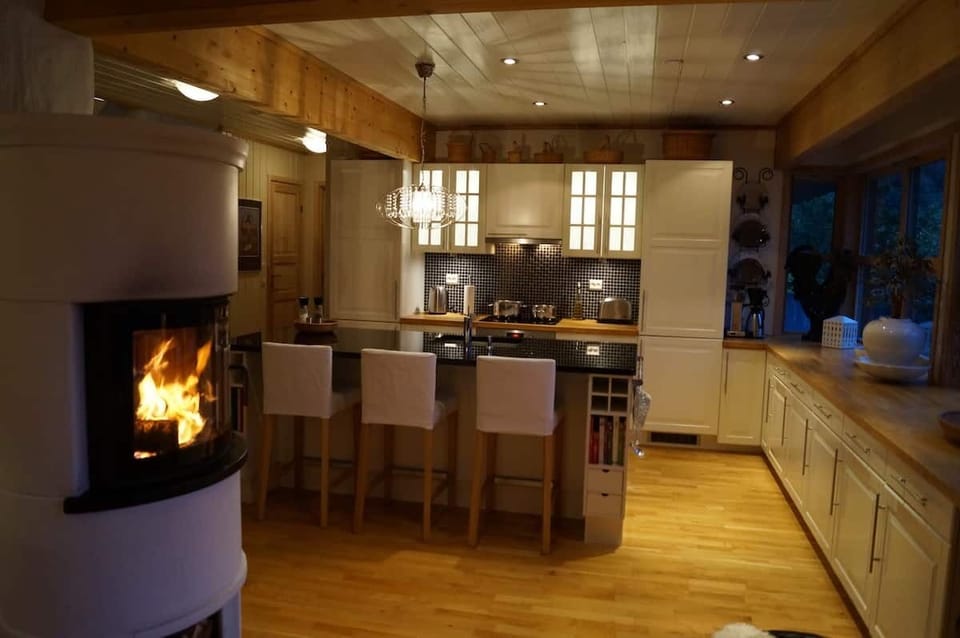 Dining area at night 