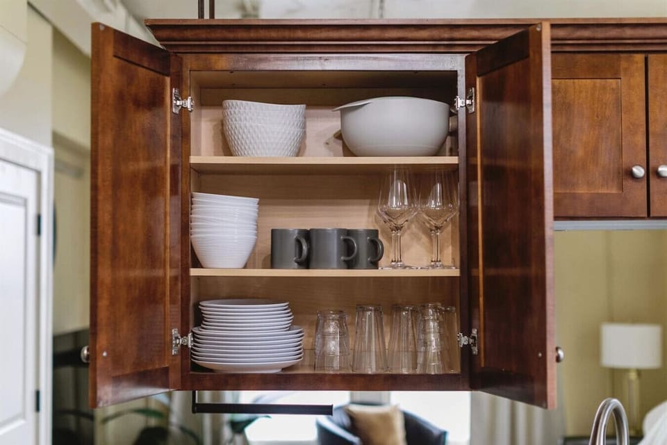 Kitchen is stocked with essentials for you and your guests.