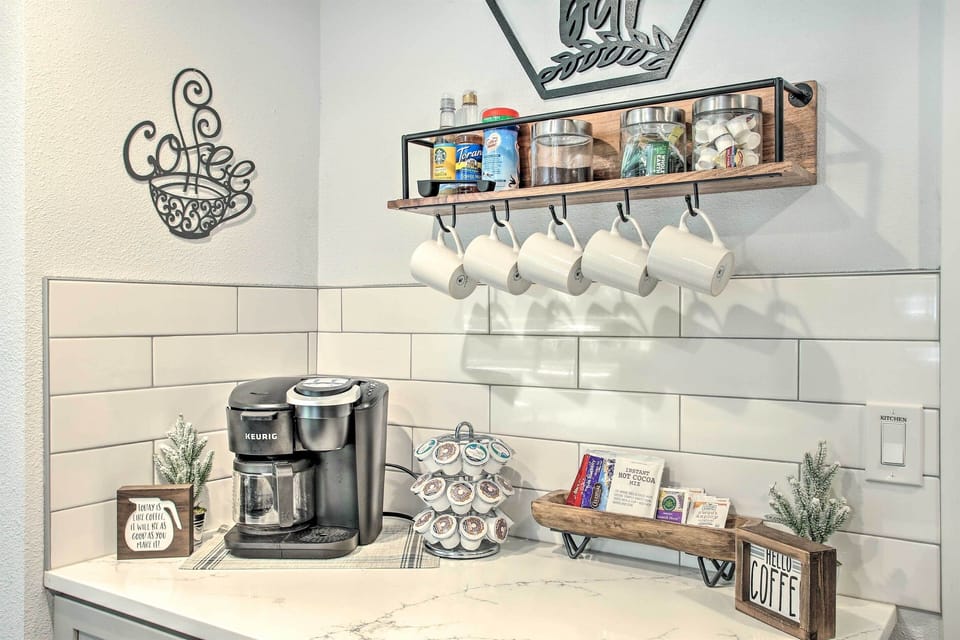 well stocked coffee bar