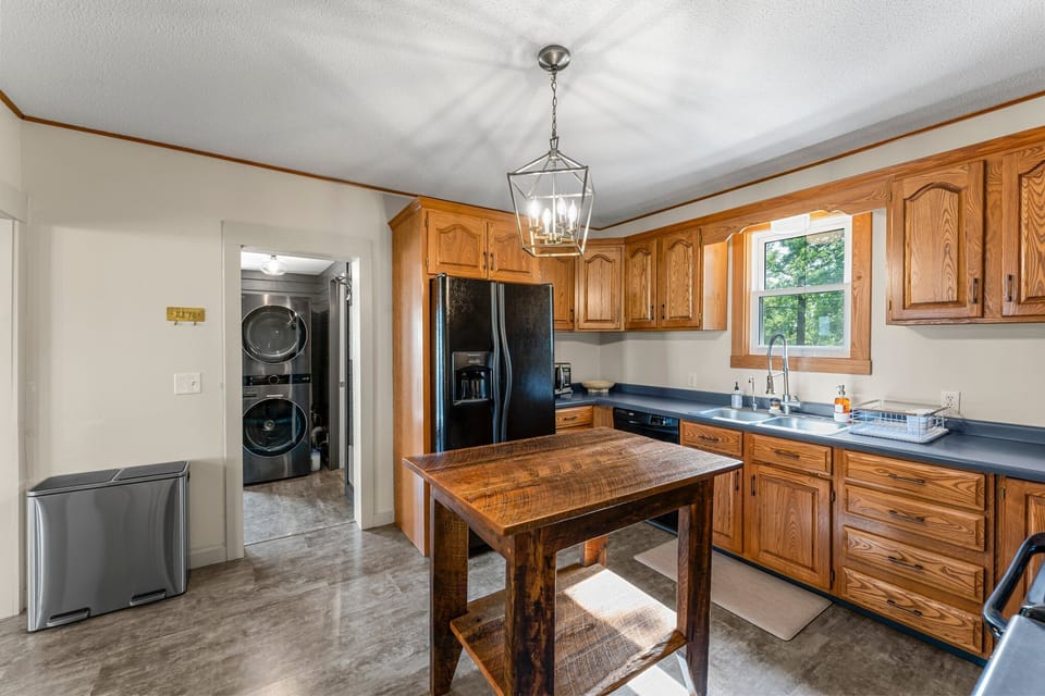 Gorgeous kitchen with wooden island