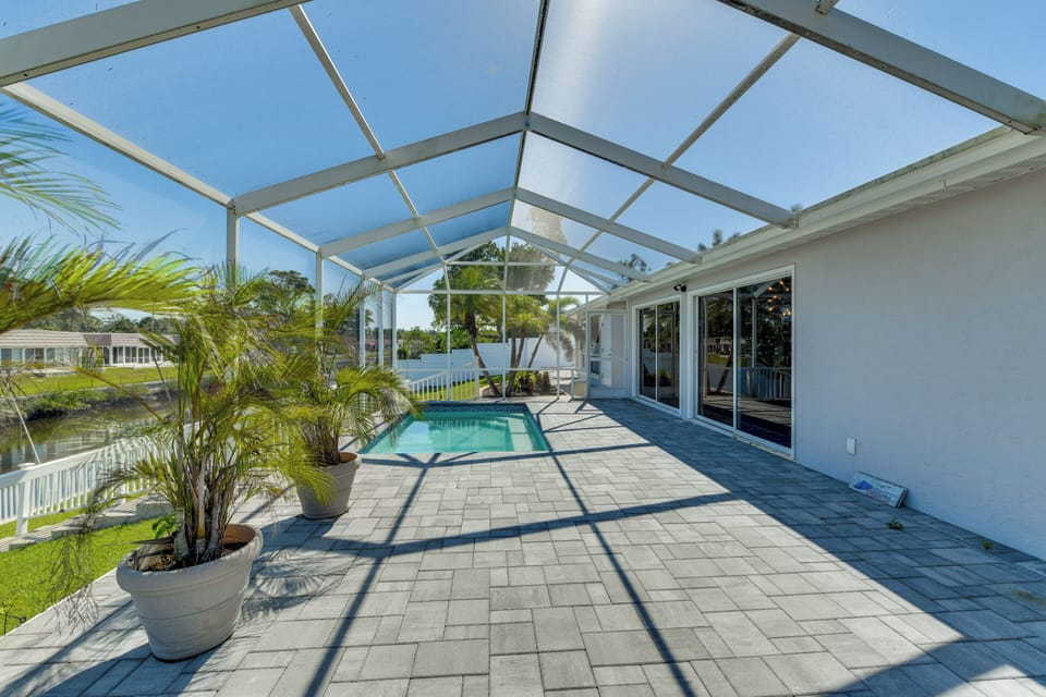 Screened-In Lanai | Private Pool | Canal Views