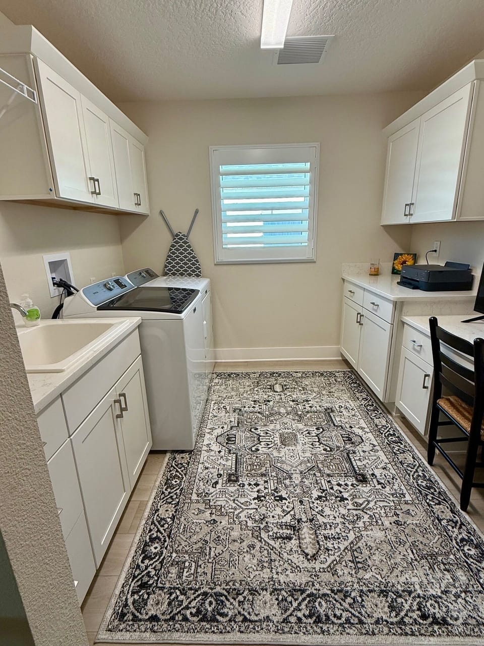 Laundry Room with Integrated Work Desk & Printer