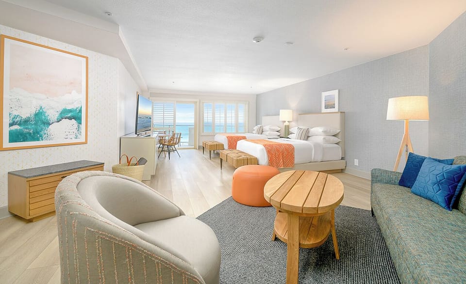 Unwind in a bright suite with sweeping ocean views.