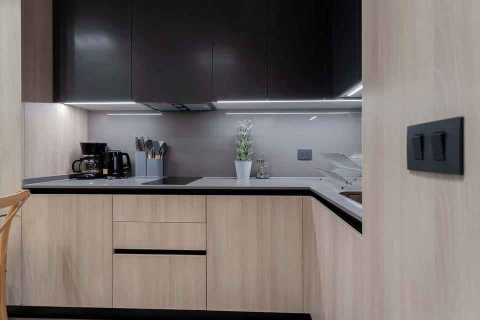 Sleek and modern kitchen with all essentials for a cozy stay in Chile.