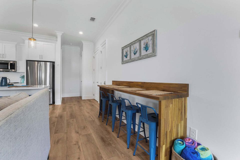 Seating for 4 at the custom-built-in table. 