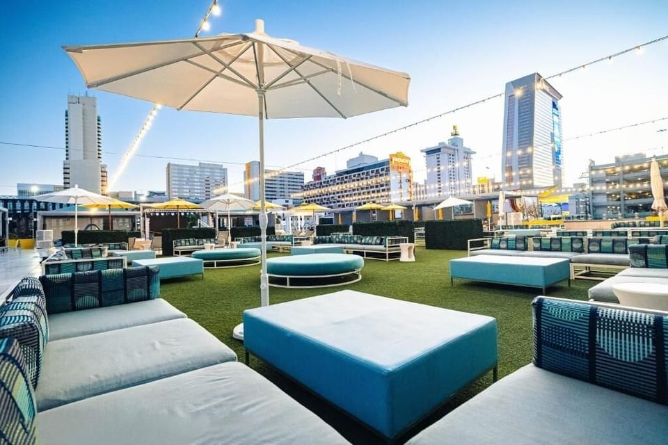 Gather at the rooftop lounge for sunsets and skyline ambiance.