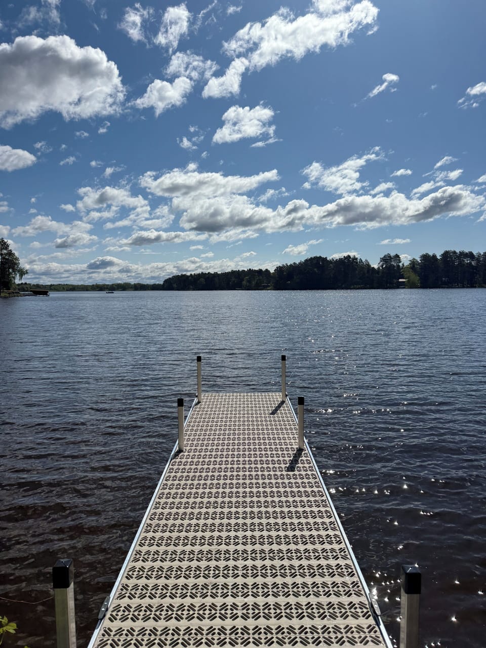 20' dock with 4 cleats for tying up your boat