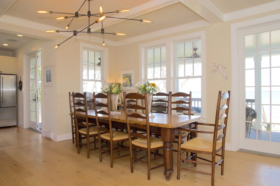 Indoor dining with water views