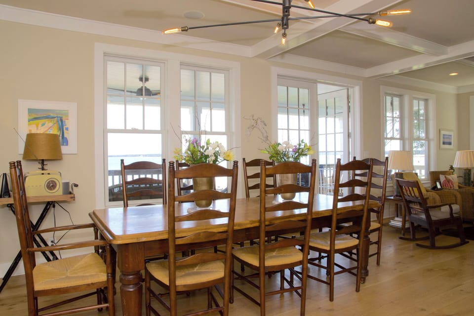 Indoor dining with water views