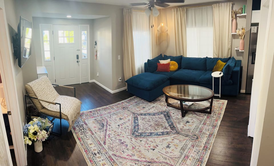 Main living room-Couch comfortable for extra sleeping space