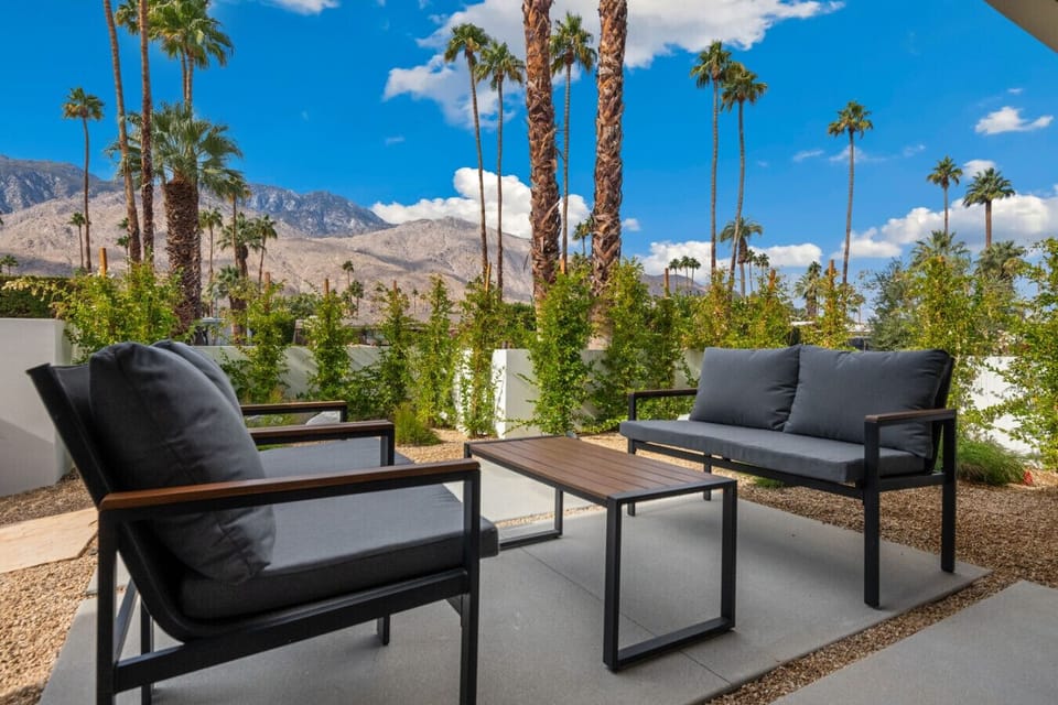 View of San Jacinto Mountains from front courtyard