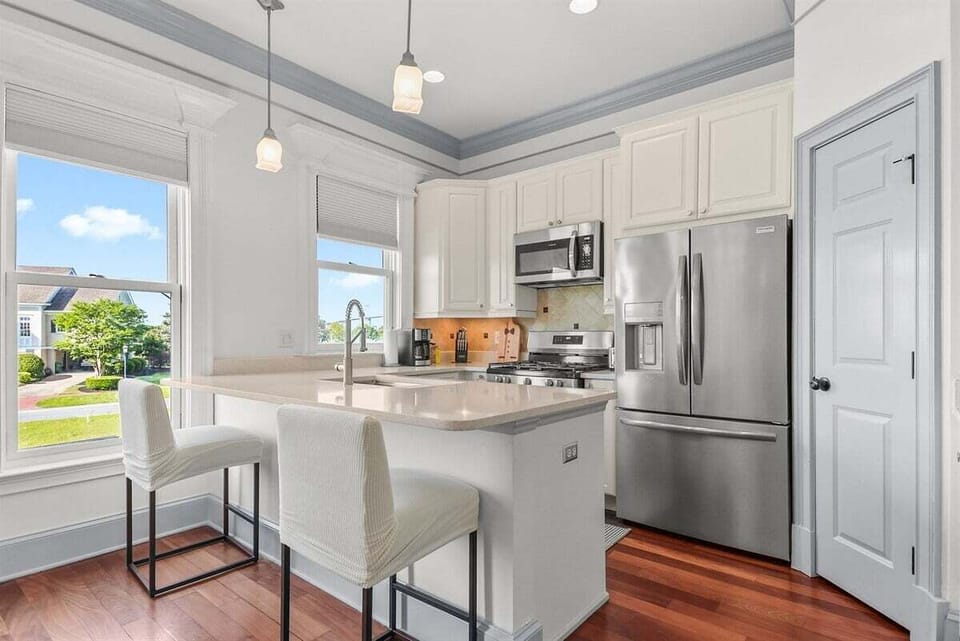 Pull up a seat at the counter—these comfy stools make it easy to chat with the cook, enjoy a quick bite, or sip your morning coffee.