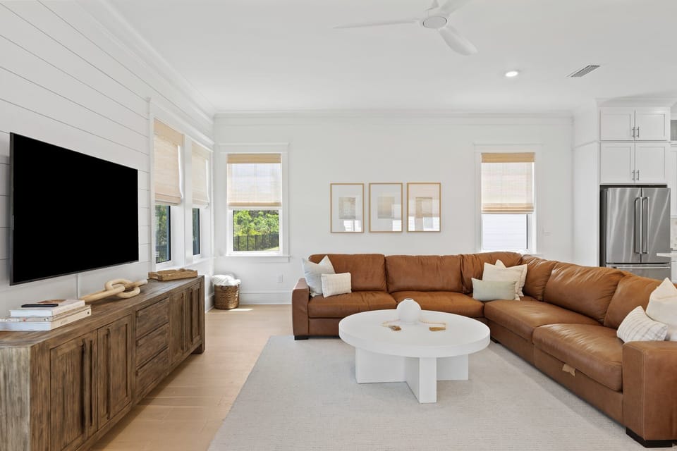 Bright & airy living room with cozy seating.
