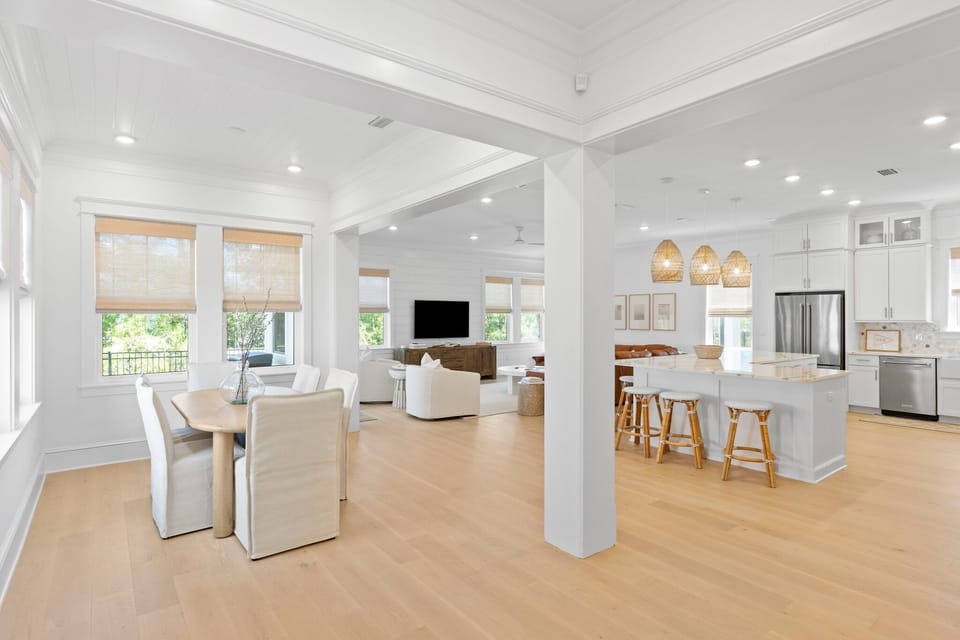 View from kitchen into the living room.