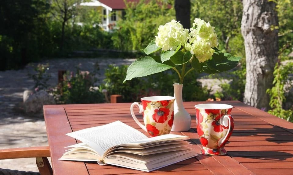 Terrace with Wooden Chairs and Table