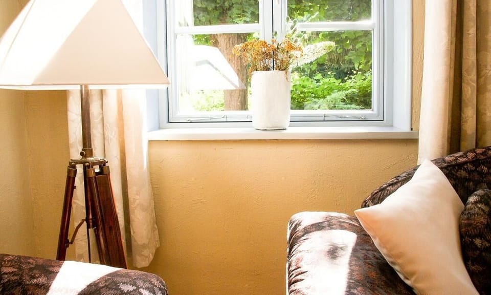 Living Room with Window and Stylish Lamp