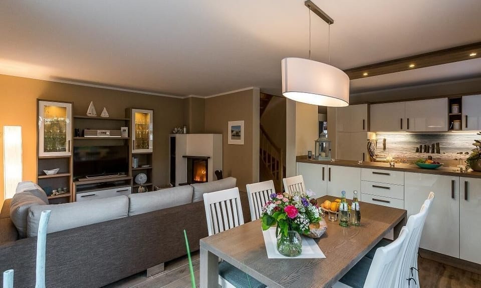 Cozy Living Room with Dining Table and TV