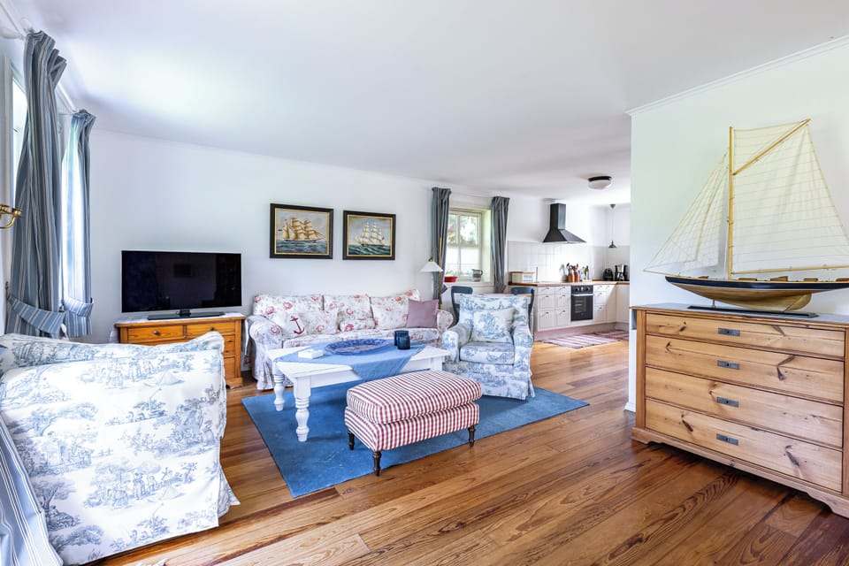Bright Living Room with Sofa and TV