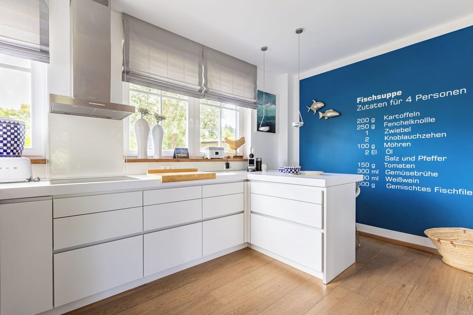 Modern kitchen space with wall board